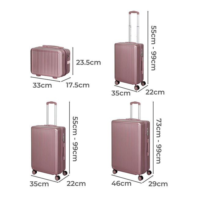 Slimbridge Luggage Suitcase Trolley Rose gold 4pc 14"+20"+24"+28"-1973193944368025602