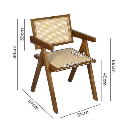 Levede 2x Walnut Wicker Armchair Dining Chair-2006732730611666946