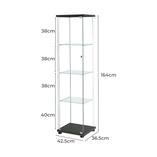 Stacked Display Storage Cabinet Glass Black-1973193812079677442