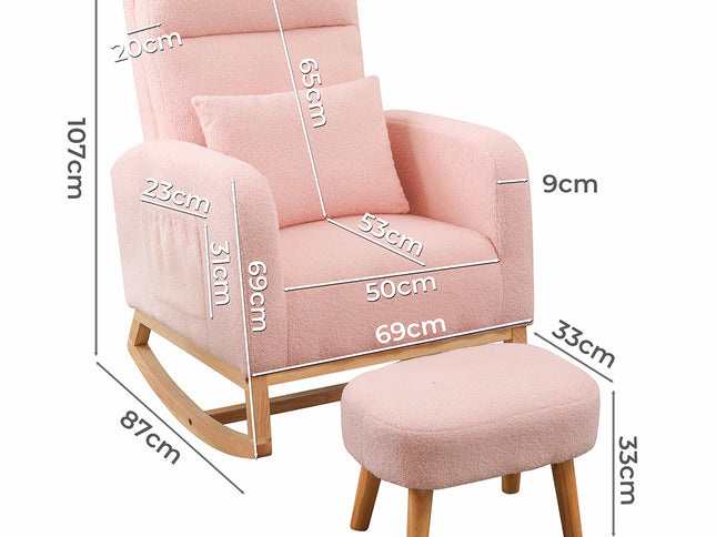 Levede Rocking Chair Ottoman Footrest With Side Pocket-1975420339416600578