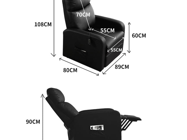 Levede Electric Massage Chair Recliner Black-1864184460854038530