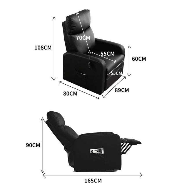 Levede Electric Massage Chair Recliner Black-1864184460854038530