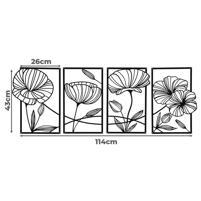 Yezi Metal Wall Art 4Pcs Floral Minimalist Line Decor-1954802471260000258