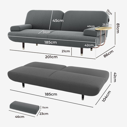 LEVEDE  CONVERTIBLE SOFABED WITH USB CHARGE AND SIDE TABLE-1975420389957963778