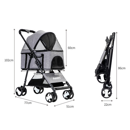PaWz Large Pet Stroller Dog Cat Travel Grey-1973193718618001410