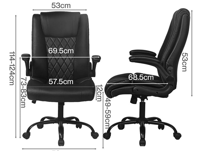 Levede Executive Office Chair Footrest PU Leather Tilt Gaming Work Seat Black-2050056783220838402