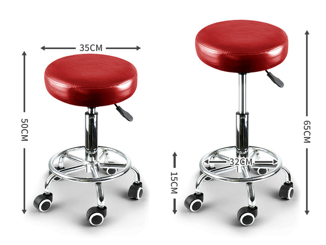 Levede Salon Stool Swivel Barber Stools Red-2029387239389270018