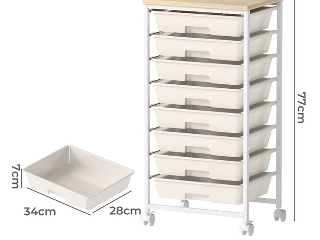Levede 8 Drawers Storage Trolley Utility Cart Plastic Mobile Organiser Unit-2029334094093094914