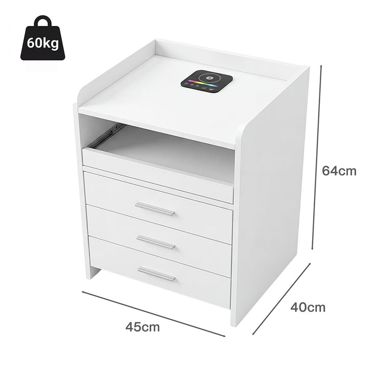 Levede Smart Bedside Table USB Wireless Charging Motion Sensor Light Nightstand-2065254302682845186