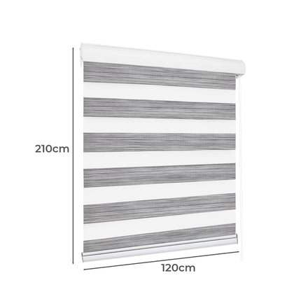 Marlow Blackout Zebra Roller Blind Curtains 120x210 Grey-1975420491145547778