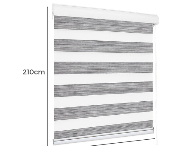 Marlow Blackout Zebra Roller Blind Curtains 120x210 Grey-1975420491145547778