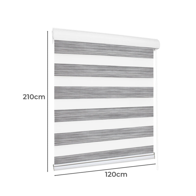 Marlow Blackout Zebra Roller Blind Curtains 120x210 Grey-1975420491145547778