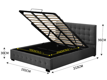Levede Fabric Bed Frame King Tufted Dark Grey-1910113203594072066