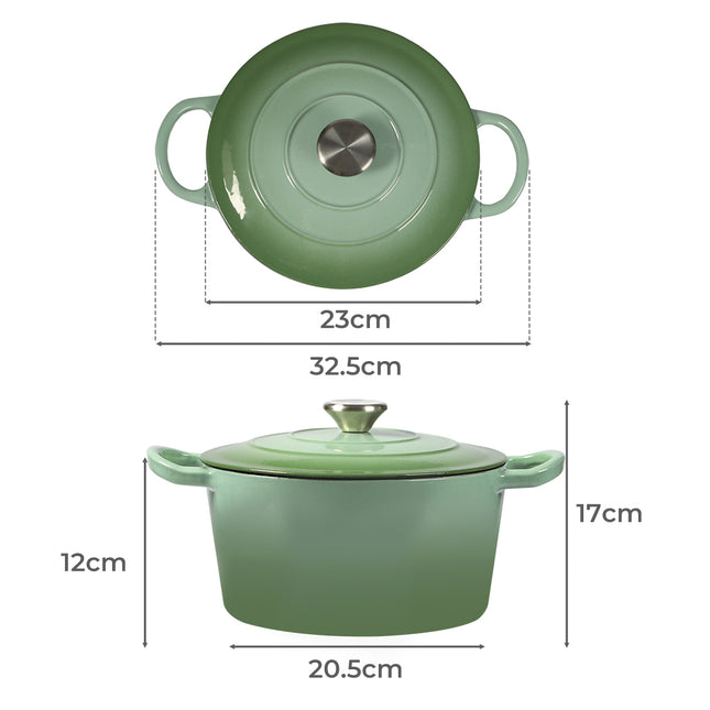 TOQUE 4L Enamel Dutch Oven Pot in Green Colour-1973193930761703426