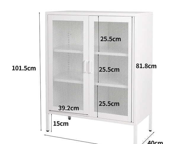 Levede Storage Cabinet Steel Kitchen White-1973194076320829442
