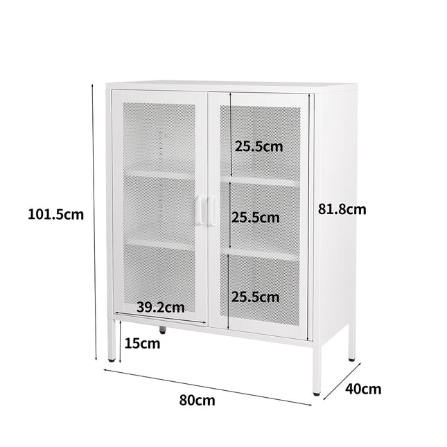 Levede Storage Cabinet Steel Kitchen White-1973194076320829442