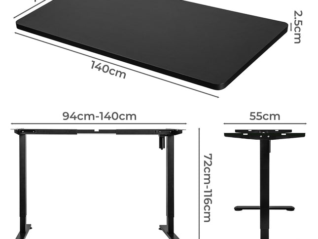 Levede Motorised Standing Desk Adjustable 140cm Black 1000x 1MM-1942353112677355522