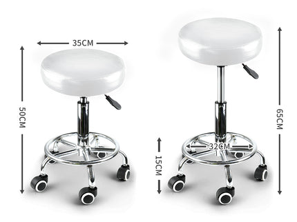 2x Levede Swivel Salon Barstool Hairdressing White-1864184633558700034