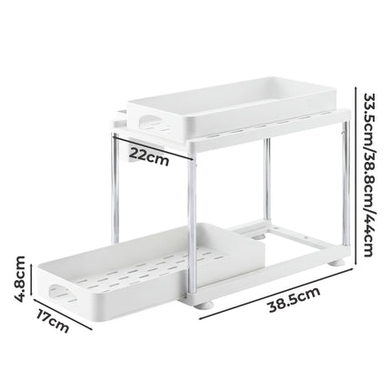 Toque 2 x Under Sink Organizer 2 Tier Cabinet Storage Rack Adjustable Kitchen-2065254301848178690