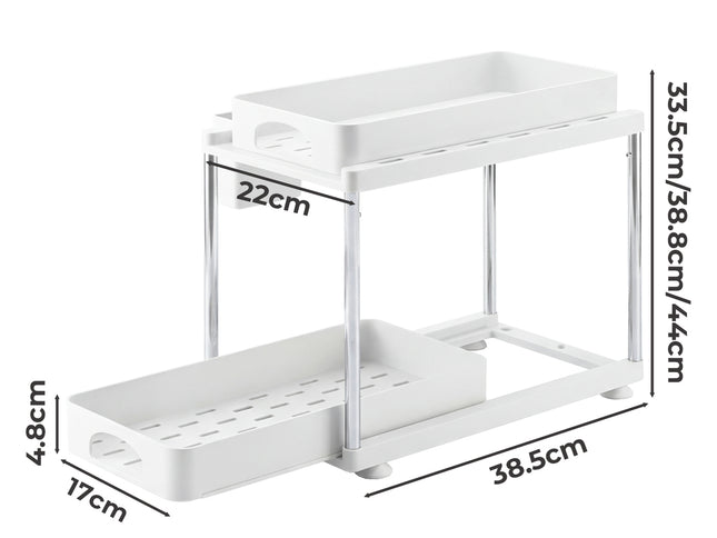 Toque 2 x Under Sink Organizer 2 Tier Cabinet Storage Rack Adjustable Kitchen-2065254301848178690