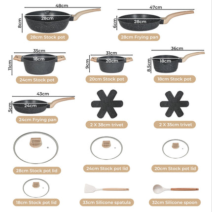 Toque 16-Piece Non Stick Cookware Set Kitchen Fry Pan-2011971112979795970