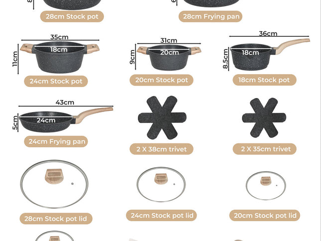 Toque 16-Piece Non Stick Cookware Set Kitchen Fry Pan-2011971112979795970