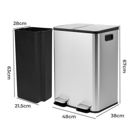 Toque 60L Pedal Bin Kitchen Waste Can Recycling Dustbin-2006733412920070146