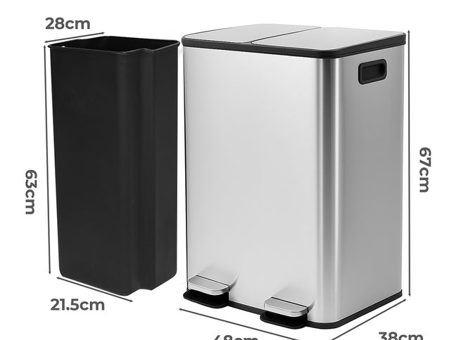 Toque 60L Pedal Bin Kitchen Waste Can Recycling Dustbin-2006733412920070146