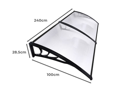 Mountview Window Door Awning Outdoor 1M X 2.4M Transparent 1x2.4M-1864184443896467458