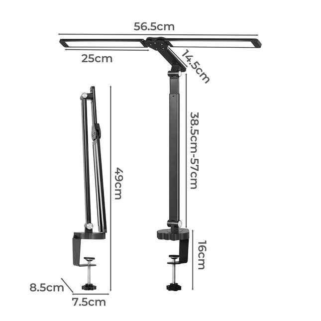 Emitto Double Head LED Desk Lamp Dimmable With Clamp-1954802474728689666