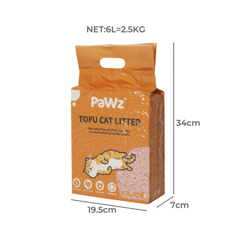 PaWz 2.5kg Tofu Cat Litter Clumping Peach x12-1910112215592210434