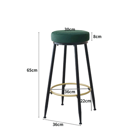 Levede 2x Bar Stools Barstools Velvet Green-1864183232082350082