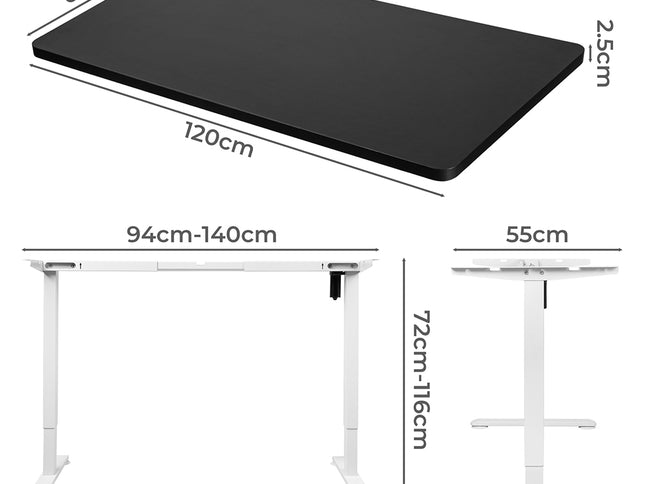 Levede Motorised Standing Desk Height 120cm Black 800x 1.5MM-1975420505490067458