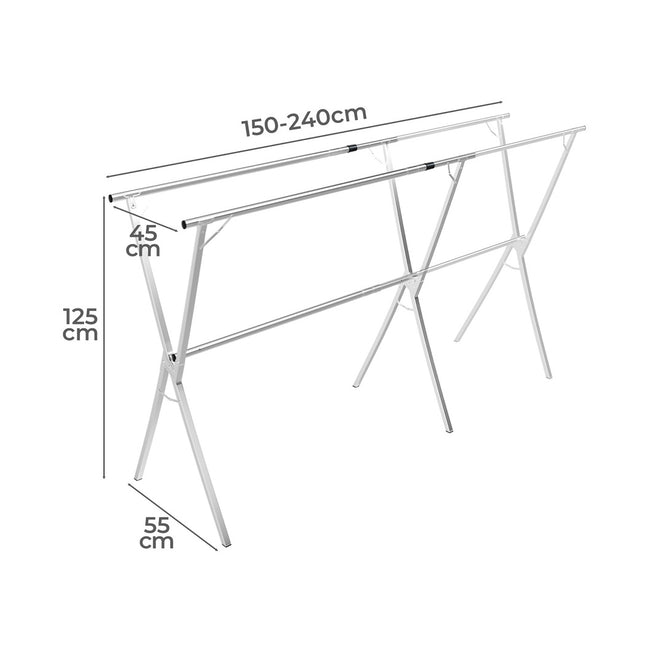 Levede Adjustable Clothes Drying Airer Foldable 150-240cm-1973193572329066498
