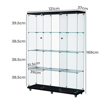Stacked 169cm Tall Glass Display Cabinet 4 Tier-1973193459460345858