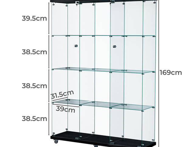 Stacked 169cm Tall Glass Display Cabinet 4 Tier-1973193459460345858