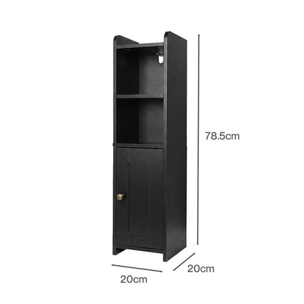 Levede Bathroom Cabinet Storage Slim Organiser Paper Holder Corner 78.5cm Black-2061251856520318978