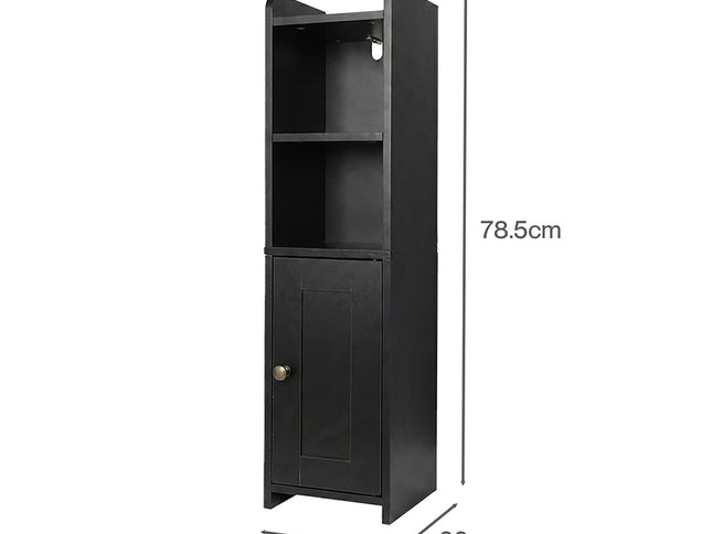 Levede Bathroom Cabinet Storage Slim Organiser Paper Holder Corner 78.5cm Black-2061251856520318978