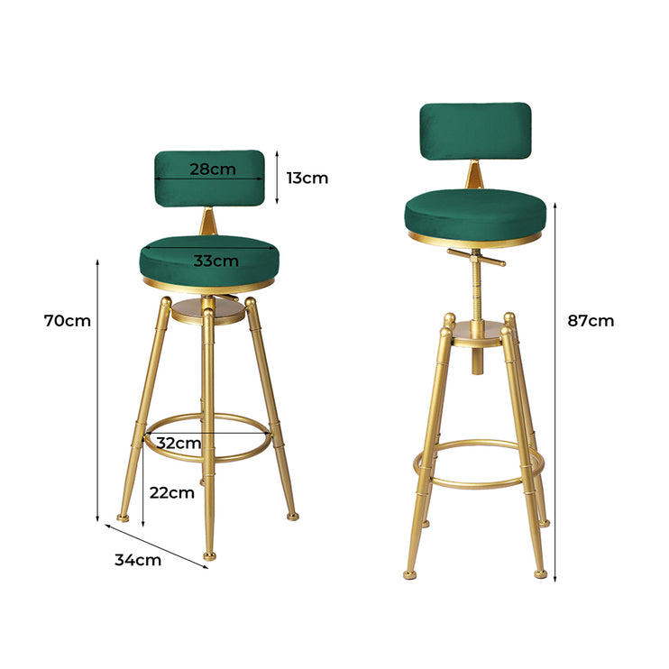 Levede 1x Bar Stools Velvet Kitchen Green-1973194046797123586