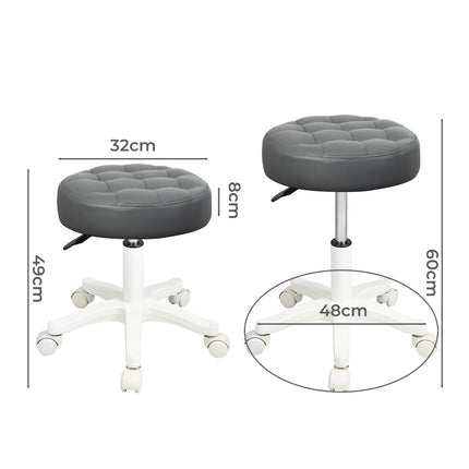 Levede 2x Rolling Bar Stool Swivel Salon SPA Chair Grey-2006732718381076482
