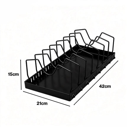 Toque Pots and Pans Organiser Saucepan Holder Storage Pull Out Rack Holder Black-2065254301101592578