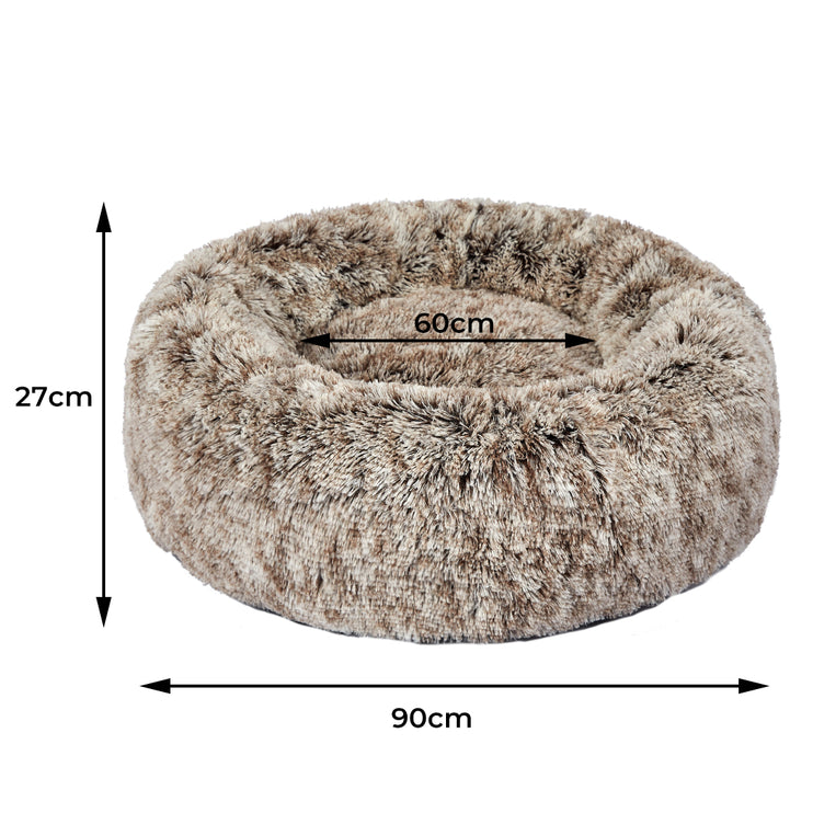 PaWz Pet Bed Cat Dog Donut Nest Calming L Brown Large-1973193628360773634