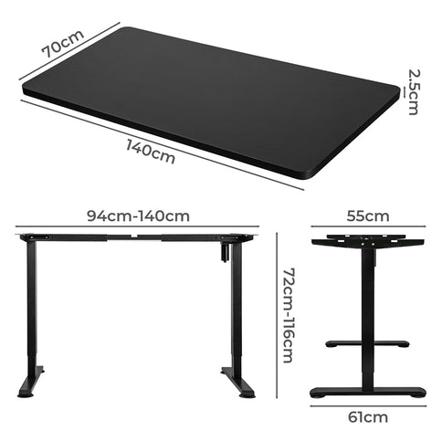 Levede Motorised Standing Desk Adjustable 140cm Black 1000x 1MM-1910112996189933570