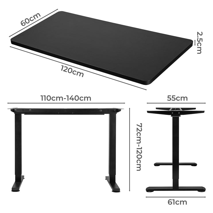 Levede Motorised Standing Desk Adjustable 120cm Black 800x 1.5MM-1973193821038710786