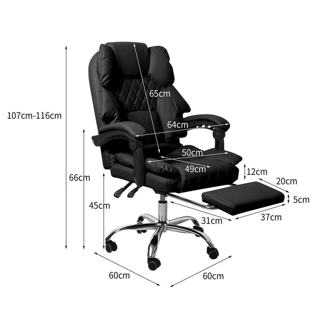 Levede Gaming Chair Office Computer Black Footrest-1973194005252542466