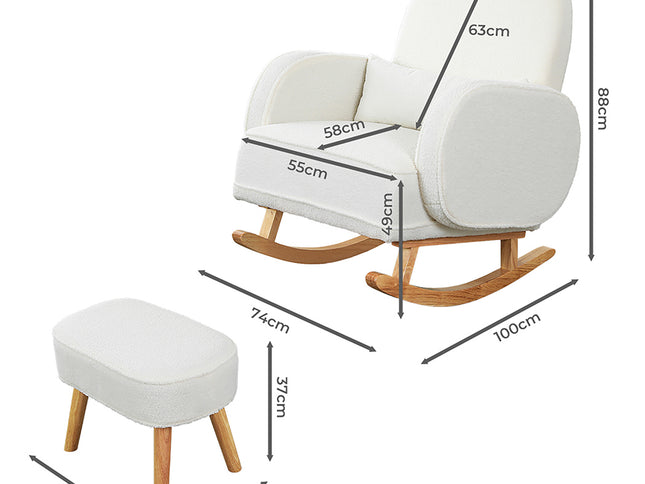 Levede Fleece Rocking Chair with footstool-1910112200622739458