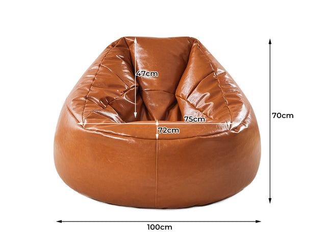 Marlow Bean Bag Chair Cover PU Couch Tan-1975420518999920642