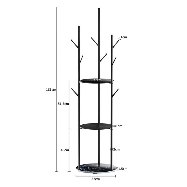 Levede Coat Rack Clothes Stand 8 Hook Organizer Black-1954803015181537282