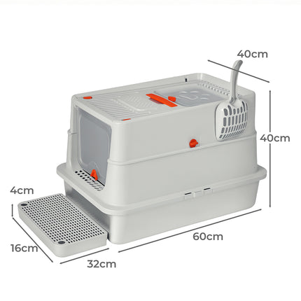 Pawz Stainless Steel Cats Litter Box Hooded High Enclosed Large Kitty Toilet-2029334099461804034