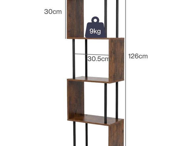 Levede Bookshelf 5 Tier Display Shelf Bookcase Storage Rack S-Shaped Anti-Tip-2050056772479225858